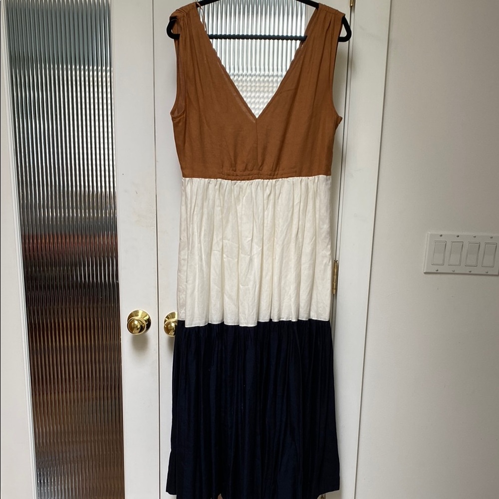 Colorblock Linen Dress
